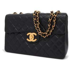 Chanel Chain Bag Big Matelasse Coco Mark W Chain Shoulder Black